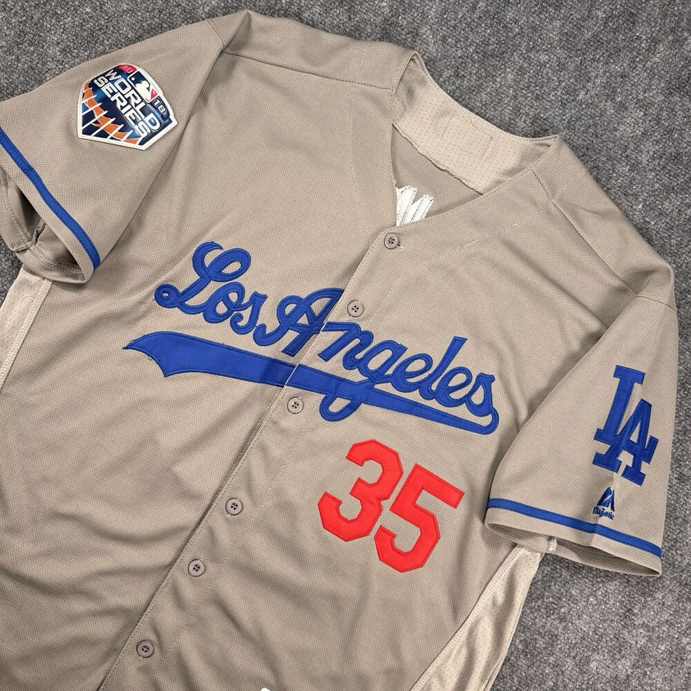 Majestic Flex Base MLB Dodgers Cody Bellinger 2018 World Series Patch Size 44